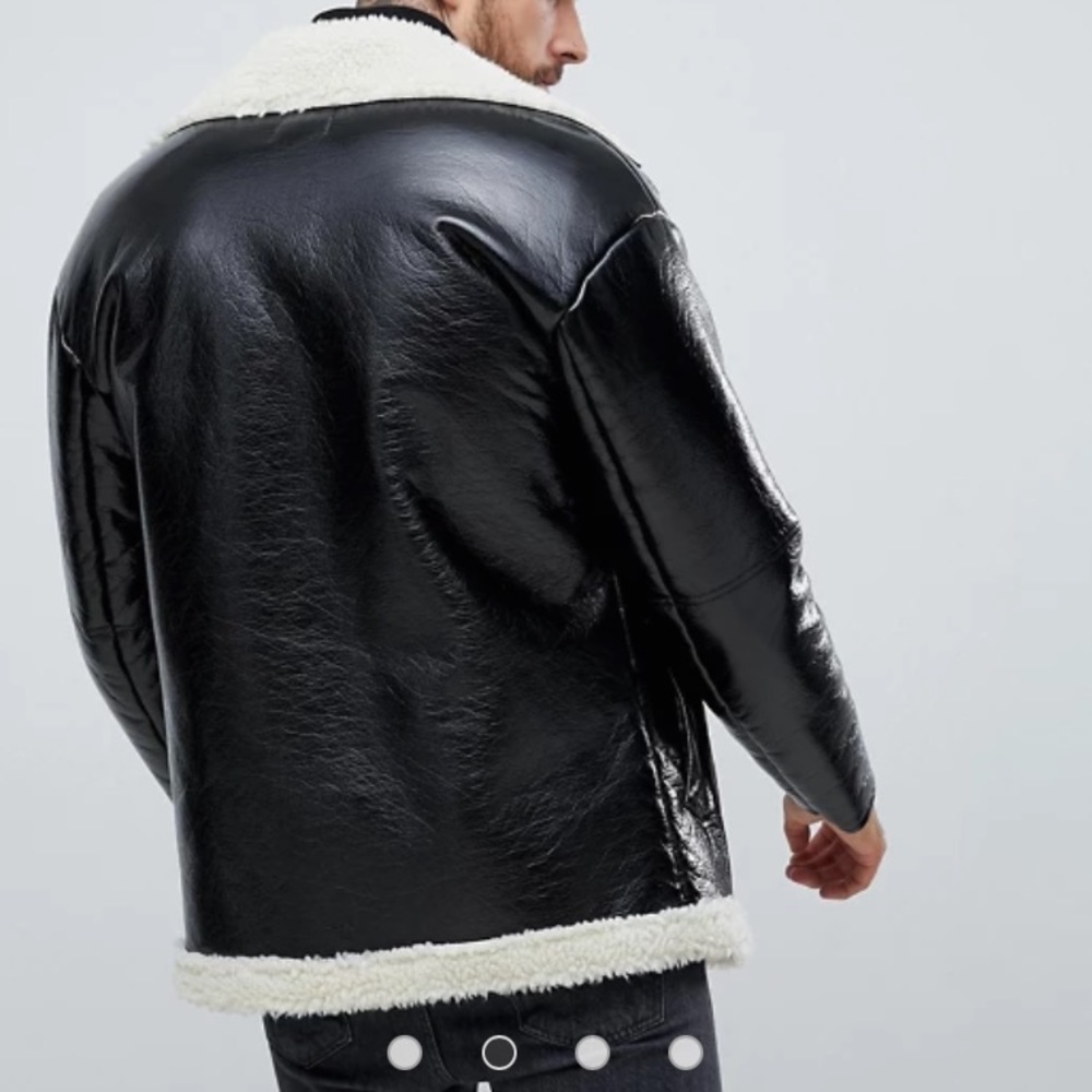 ASOS DESIGN oversized faux shearling in vinyl - Picture 6 of 7